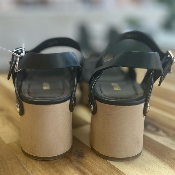 Prada Wood Studded Pony Hair Leopard Leather Buckle Clog Sandals RARE - Picture 5 of 8